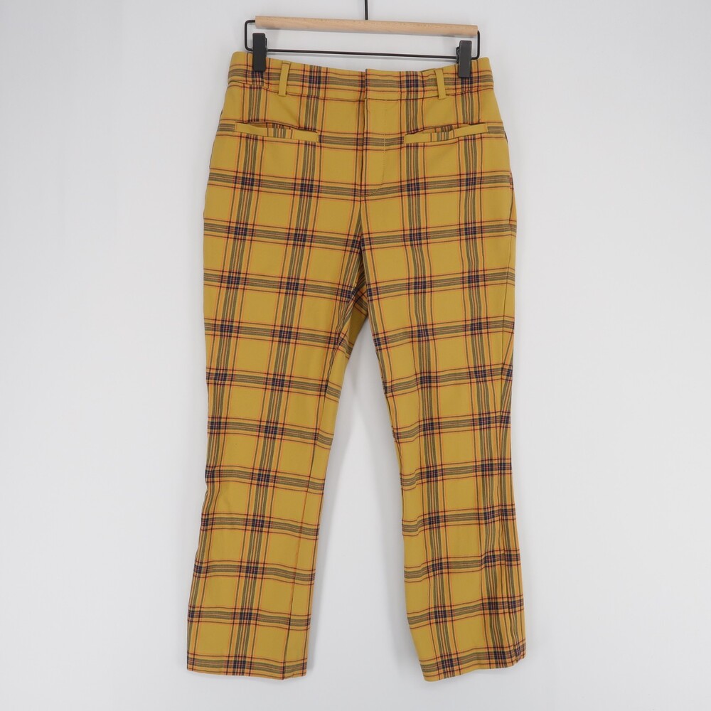 Maeve The Essential Slim Pants Womens 4 Yellow Plaid Kick Flare Crop